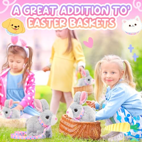 Tagitary Easter Plush Bunny Toy for Kids,Interactive Realistic Bunny with Sounds,Walking,Ears Wiggling,Twitch Mouth and Nose,Hopping Rabbit Toys Easter Basket Stuffers Birthday Gift for Toddlers by Tagitary - Image 7