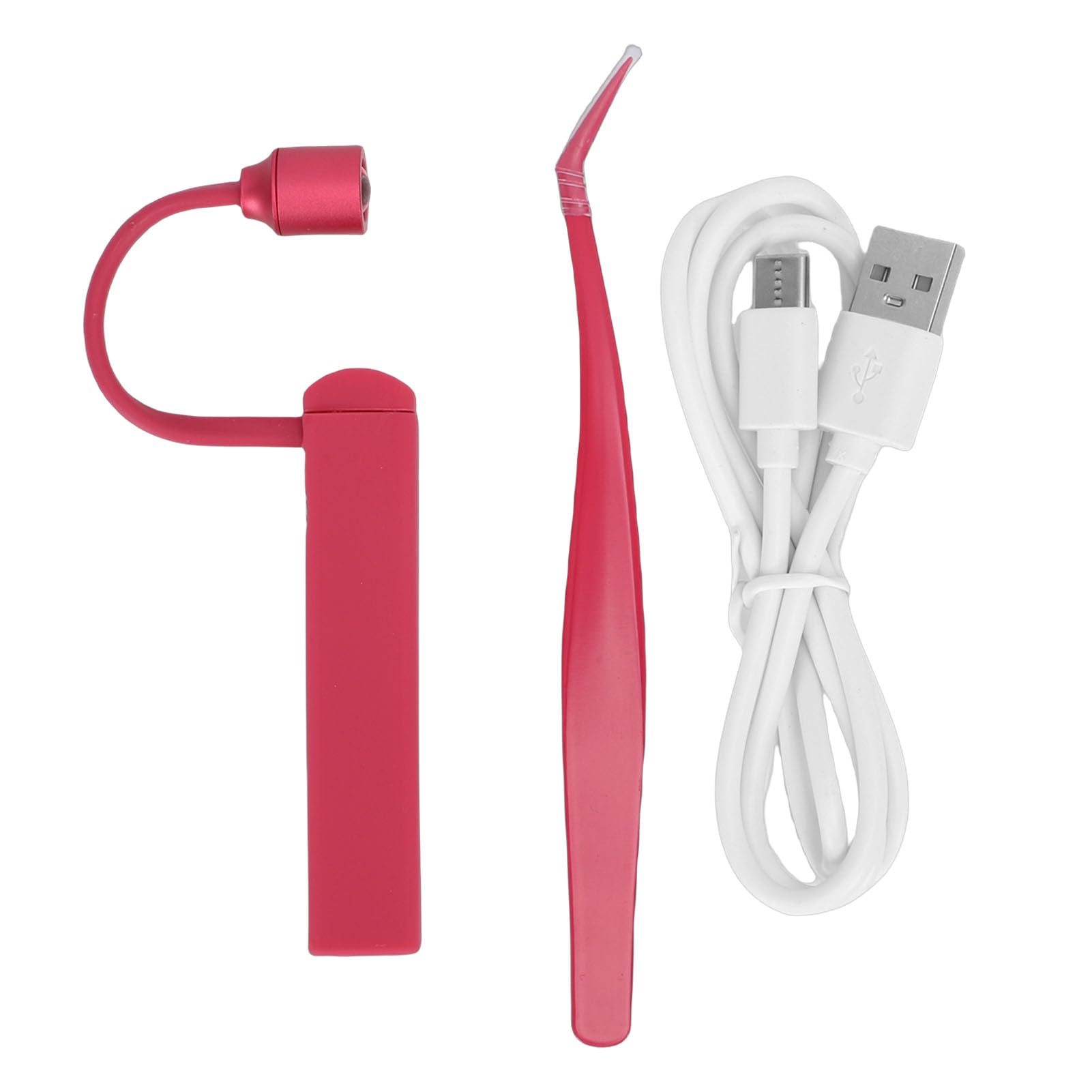 Topiky Pinzas de Pestañas para Extensiones de Pestañas, Lámpara de LED 1W 395nm Pinzas de Luz de Curado de Pegamento Rápido, Ajuste de Rotación de 180°, Compactas y Portátiles (rojo)