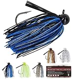 FINOSEAK Weedless Football Jigs for Bass Fishing, Multi-Coloured Finesse Football Jig Heads with Vivid Hand-Tied Silicone Skirt and Weed Guard 1/4 3/8 1/2 3/4oz (Pack of 5)