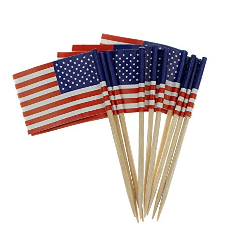 Bilipala American Flag Cupcake Toppers Picks for Party Decorations Supplies, Toothpick Flags, 150