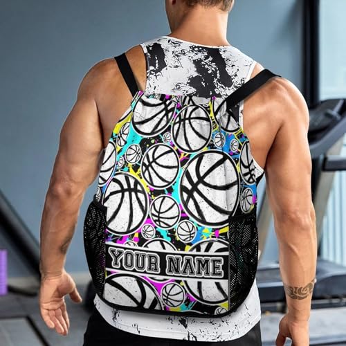 Custom Basketball Drawstring Backpack - Cool Cinch Sack, String Backpacks with Pocket for Kids Women Men Boys Girls for Gym Outdoor Sports Travel Athletic Drawstring Bag - Lightweight/Foldable2