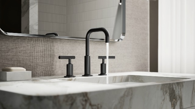 KOHLER K-14406-4-BL Purist® Widespread Bathroom Sink Faucet, 3
