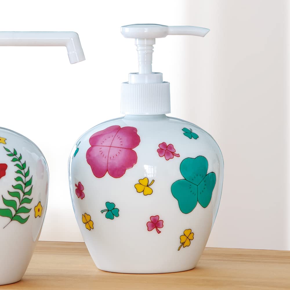 Amazon｜有田陶芸 ソープディスペンサー クローバー柄 幅9×高さ