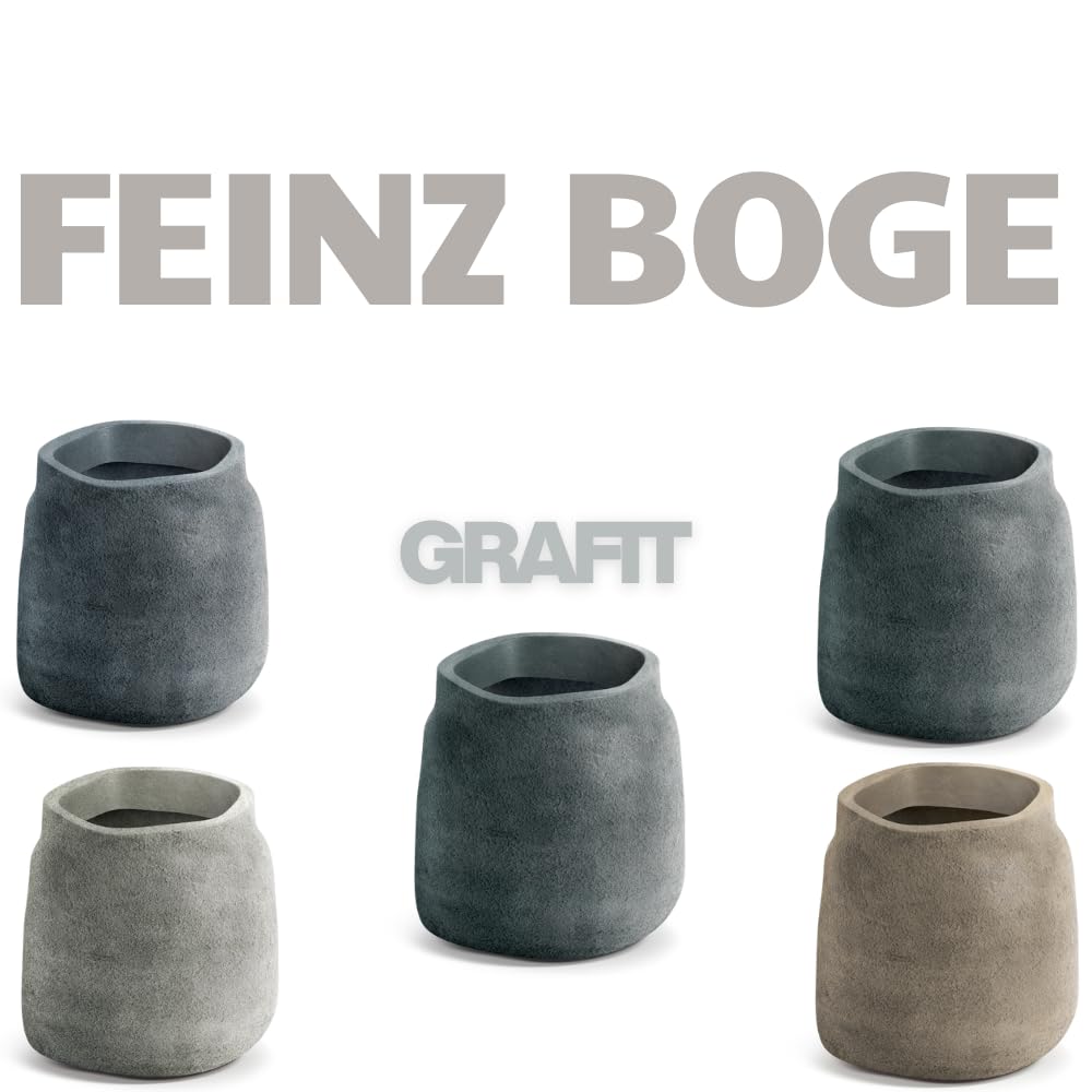 Blumentopf 40 cm Graphit | Übertopf, fester Einsatz, Betonoptik, 37 L, Garten, Balkon, Innenbereich, robust, pflegeleicht