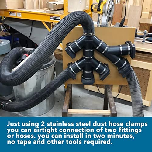 Hqsgdmn 2-1/2 Inch Dust Control Flex Cuff 70148 Hose Connector Ports With 2 Clamps, Fits For 2-1/2 Inch Dust Collection Hose, Black #TOP4