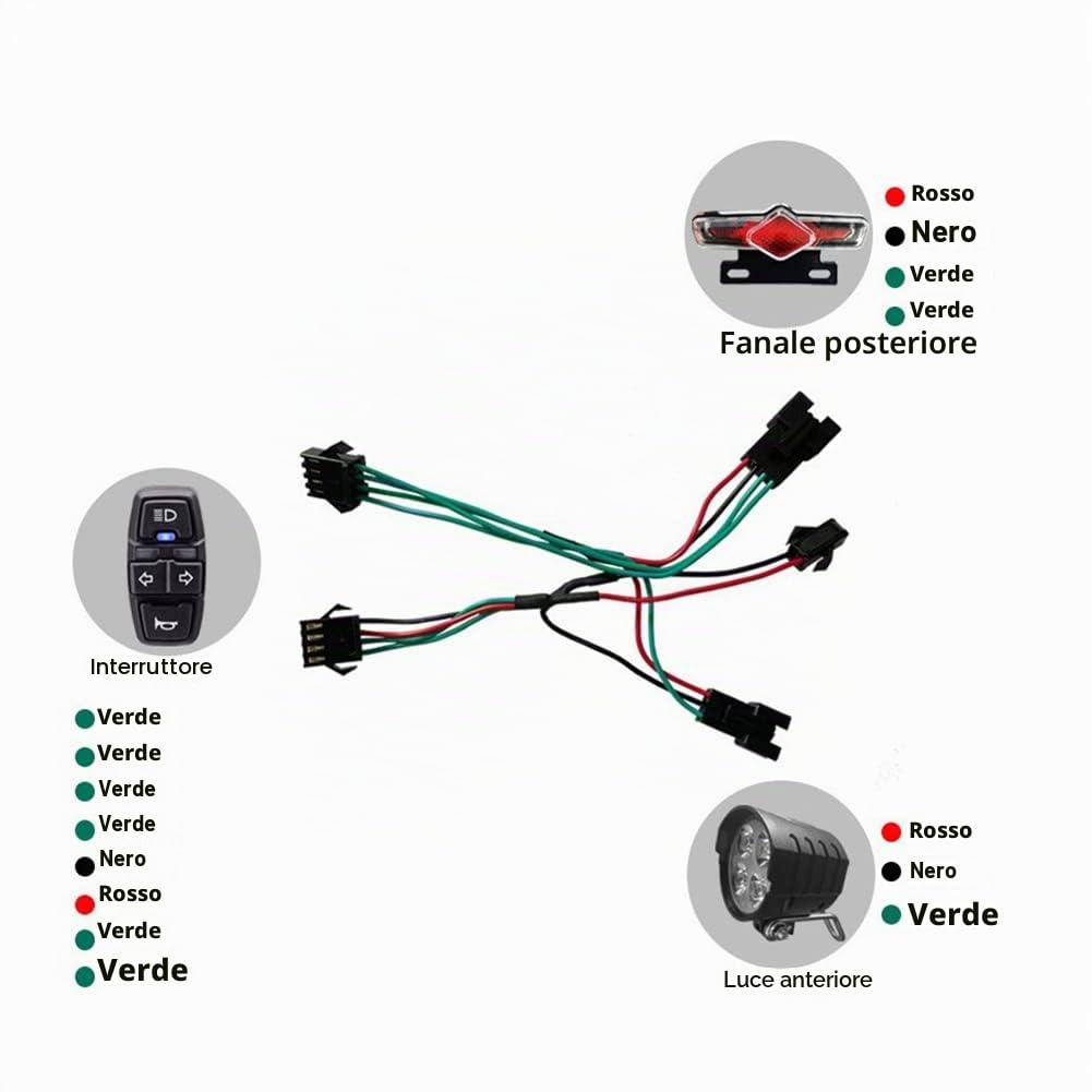 Set di Luci Posteriori per Bici e Ebike Ingresso 36V 48V 52V 60V con Cornetta DK336 e Interruttore di Direzione per Luci E-Bike Graootoly Set di Luci Posteriori per Bici e Ebike Ingresso 36V