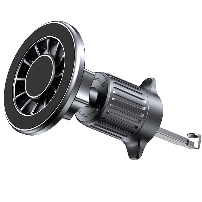 – Magnetic Car Phone Holder for iPhone 17/16/15, Samsung S25/24/23/Z Flip, 360° Rotation, One-Hand Auto Lock, Air Vent Mount, Aluminium Alloy, Black (Premium Car Air Vent Mount)