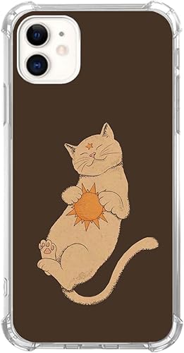 Funda de sol de gato hippie compatible con iPhone 11, funda retro vintage Funky para iPhone 11, funda de TPU a la moda para teléfono