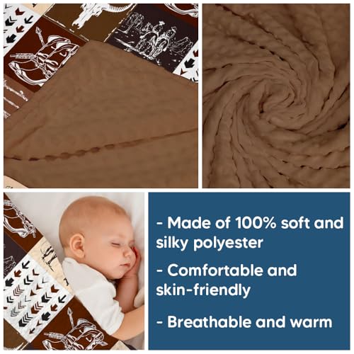 Image of Western Baby Blanket, Cowboy Minky Blankets for Boys Girls, Nursery Room Decor, Soft Warm Lightweight Nursery Bed Blanket for Newborn Toddlers Son Daughter (08)