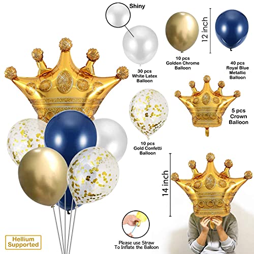 Image of Party Propz Rubber Navy Balloon Garland Arch Kit Party Decoration Supplies - 97Pcs For Royal Prince Birthday Graduation Party With Mini Crowns Decorations