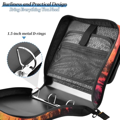 Image of 3 Ring Zipper Binder with Shoulder Strap Aurora Borealis Rainbow Tree 1.5 inch Binders Keeper Large Capacity Multi Pockets for School Office Supplies