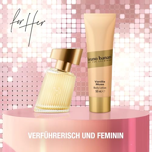 bruno banani Vanilla Muse Eau de Parfum for Women and Perfumed Body Lotion Vanilla Fragrance Attractive and Feminine 30ml 50ml