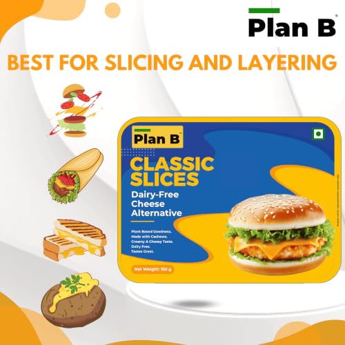 Image of PLAN B Plant-Based Classic Cheese Slices, 150g | Dairy-Free & Lactose-Free | Meltable Cheese Slices with a Versatile Flavor | Perfect for Burgers, Sandwiches & More