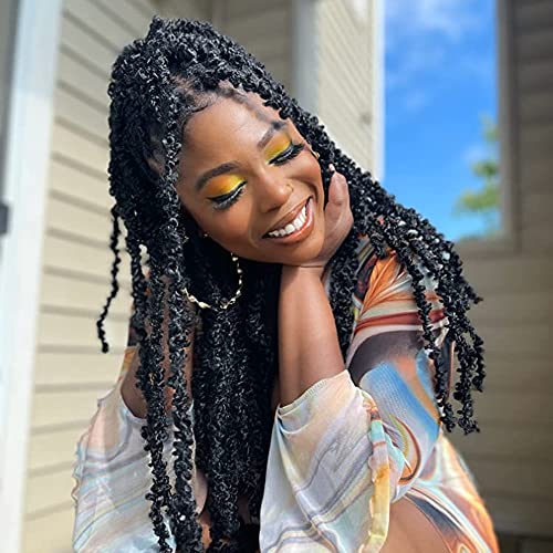 NISEYO NU 18 Inch Butterfly Twist Hair 7 Packs Pre-twisted Butterfly Locs Crochet Hair Pre-looped Synthetic Braiding Hair(7packs,1B)
