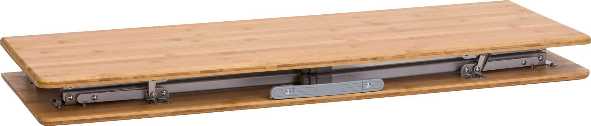 Berger Tavolo Pieghevole Da Esterno in Bambù - Tavolo Da Campeggio Pieghevole con Gambe Regolabili in Altezza, Tavolo Legno da Campeggio Salvaspazio, Superficie 100x72 cm, Altezza 49-70 cm, 9,5 kg