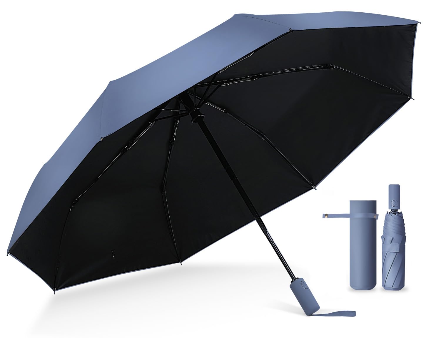 Parasol, For Both Sunny and Rainy Weather, 100% UV Reduction, Complete Light Blocking, Lightweight, 9.9 oz (280 g), Smart Safety Lock Function, Compact, Foldable, Unisex, Heat Shielding, Portable and 