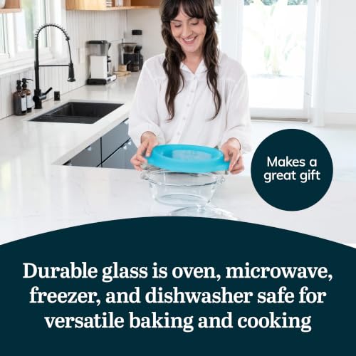 Image of Libbey Baker's Premium 3 Piece Glass Baking Dish Set, Stackable, Space Saving Casserole Dish with Lid Set, Baking Glassware for Casseroles, Desserts