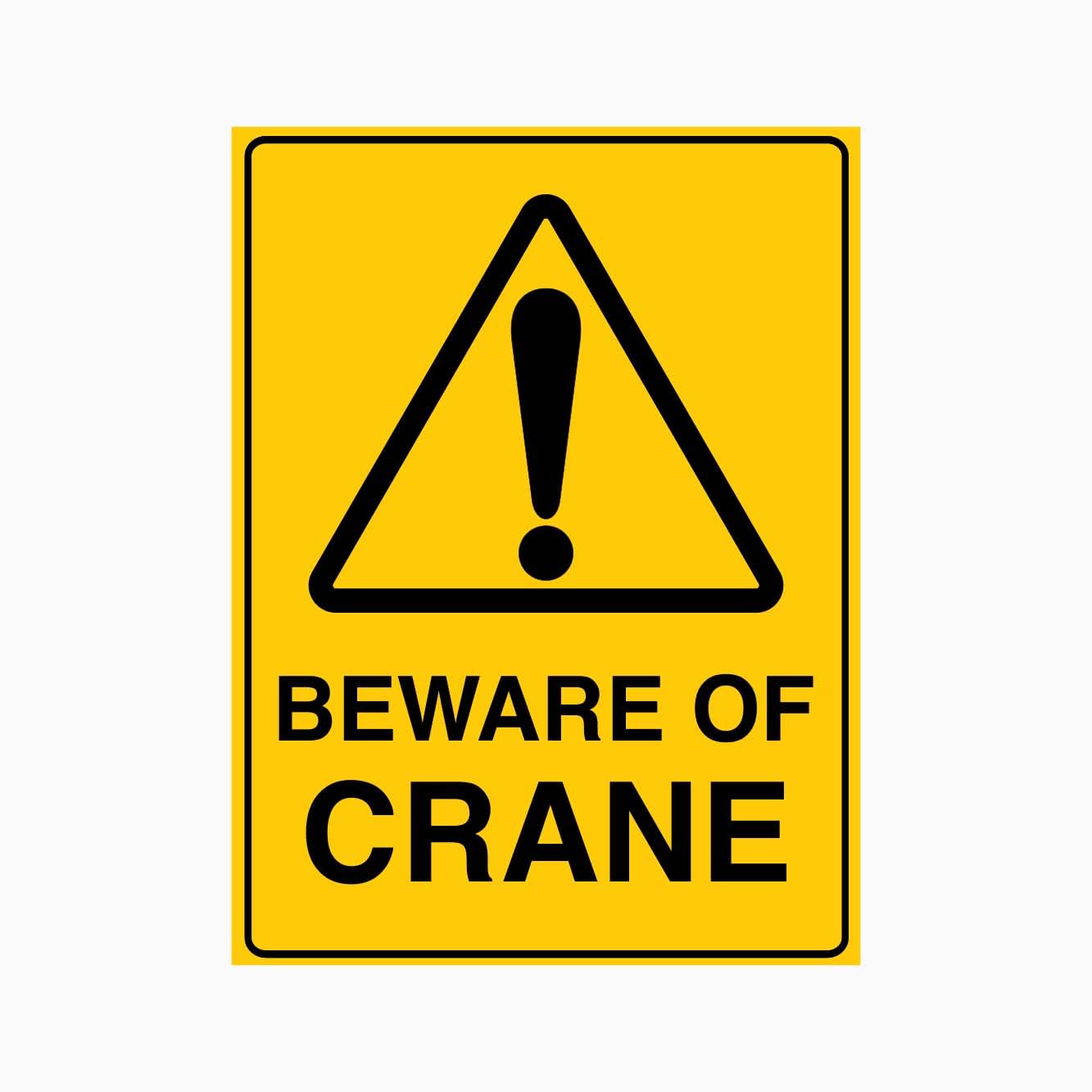 BEWARE OF CRANE Sign, 12x8 Metal Tin Sign, machinery warning for sites with overhead cranes and lifting equipment.