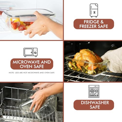 Image of Razab 35 Pc Set Glass Food Storage Containers with Lids - Meal Prep Airtight Bento Boxes BPA-Free 100% Leak Proof (15 lids,15 glass & 5 Plastic Sauce /Dip Containers)