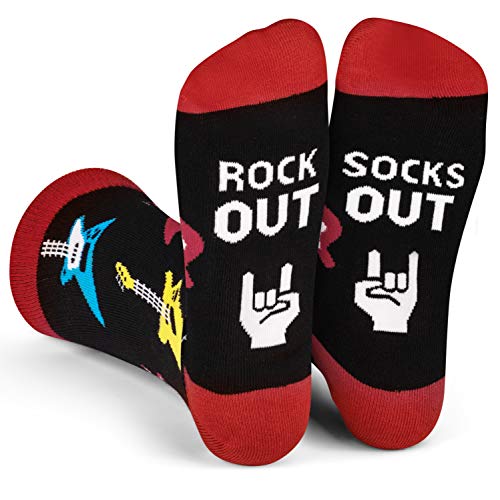 Lavley Rock Out Socks Out Guitar and Drum Socks for Musicians, Guitarists and Drummers (Guitars)