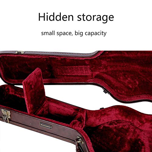 Image of Crossrock Case - Hard-Shell Wooden Guitar Case - Fits OM /Martin 000-14 Fret Acoustic Guitars - Stainless Steel Latches, Sponge Lining, Metal Feet, Storage Space - Brown