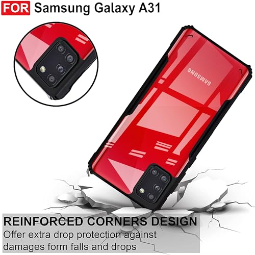 Image of Zapcase Back Case Cover for Samsung A31 | Compatible for Samsung A31 Back Case Cover | 360 Degree Back Cover Case | Clear Case with Camera Protection | (TPU + PC | Matte Black)