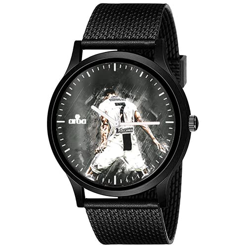 AROA Watch New Watch for Cristiano Ronaldo Portuguese Football Player Traditional Celebration Model : 491 Men Black Metal Type Rubber Analog Watch Black Dial for Men Stylish Watch for Boys (B0C49K14LM) Amazon Price History, Amazon Price Tracker