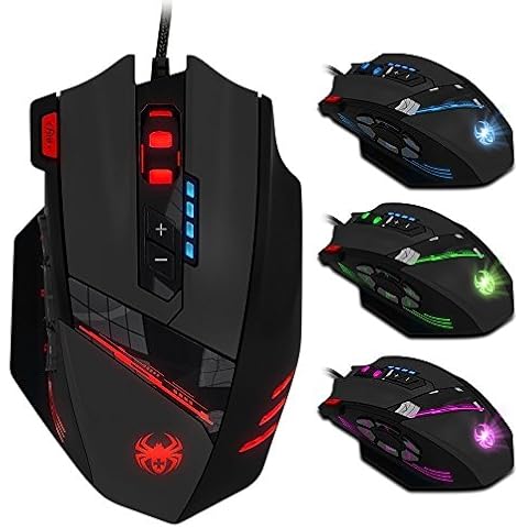 Mouse Gaming zelotes,12 Botones Programable,4000DPI RGB USB Ratón Ergonómico Cover
