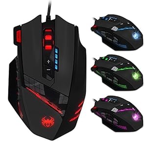 Gaming Maus,4000DPI,12 programmierbare Tasten,8 Gewichtsblöcke,Ergonomische Design,RGB Gamer Maus mit Kabel,für PC,Mac,Computer,Laptop,Schwarz