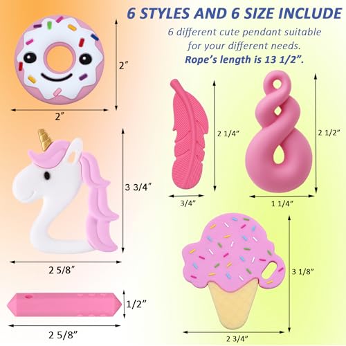 Sensory Chew Necklaces for Girls, 6 Pack Autism Teething Necklace Chew Toys Sensory for Kids with ADHD or Special Need, Silicone Chewable Necklaces Reduces Chewing Fidgeting for Children Adults Chewer - Image 3