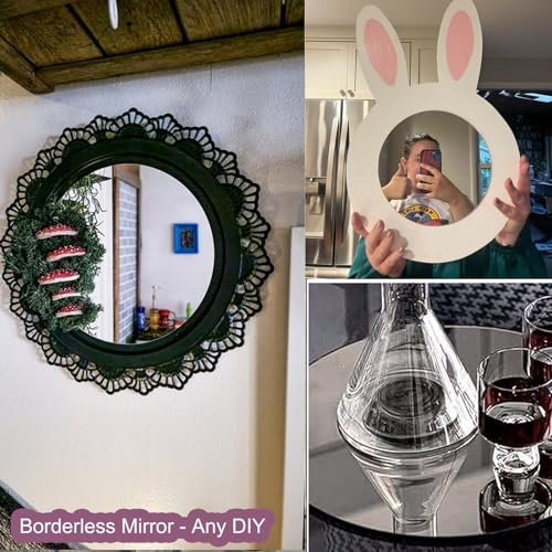 30 cm Selbstklebender Glasspiegel HD Runder Klebespiegel Großer rahmenloser Glas Spiegel Tischspiegel Aufkleber Spiegelfliesen Bastelspiegel Kreis Wandklebespiegel für Zuhause, Tafelaufsätze – Bild 6