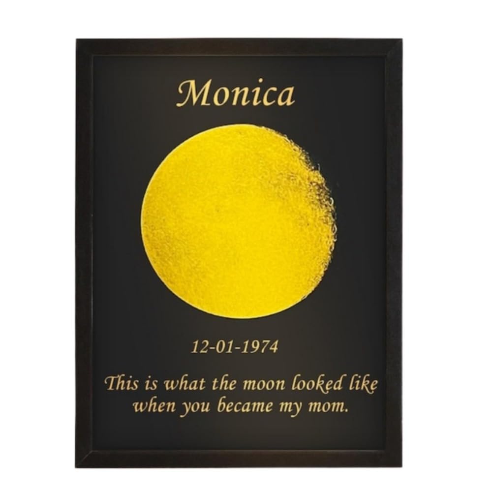 Affiche phase de lune personnalisée pour maman et mari cadre bois