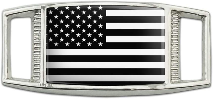 Subdued American USA Flag Black White Military Tactical Rectangular Shoe