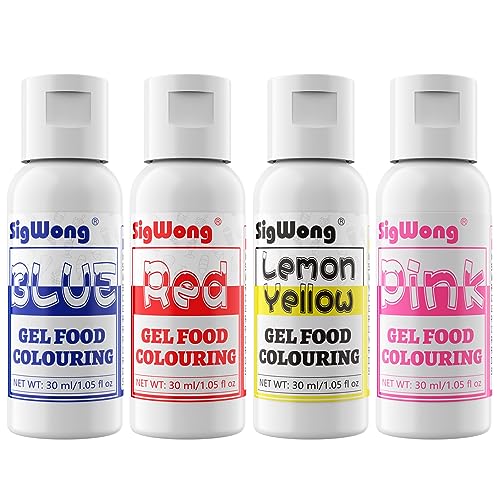 Gel Food Coloring Set - 4 Gel Vibrant Colors Concentrates for Soft Drinks, Baking, Cake Decorating, Candy Making