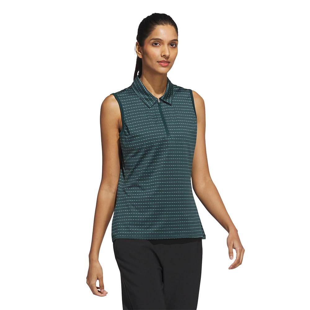 adidas Ultimate365 Jacquard Stripe Woman Sleeveless Polo M