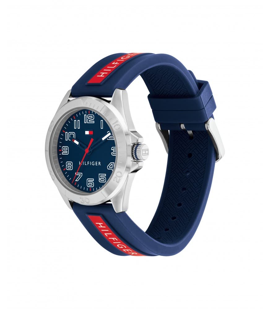 Tommy Hilfiger Reloj analógico para niños Azul Rojo Plateado