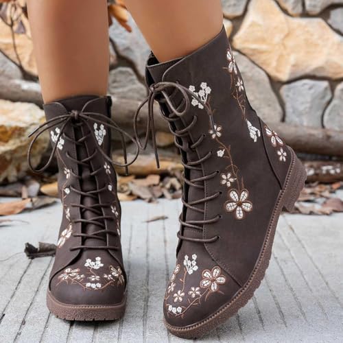 Bottines courtes rétro à fermeture éclair et bottes femme talon rond - 2