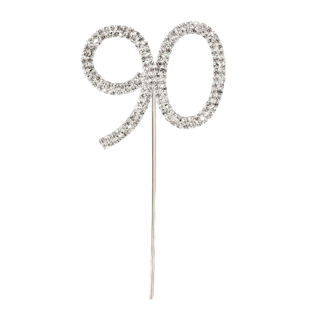 Brides Companion Silver Sparkly Diamante Cake Topper Number 90 Sale Price
