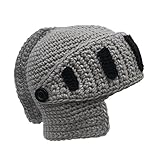 Kafeimli Men Women Beard Hat Beanie Knit Roman Cosplay Knight Helmet Funny Caps (Light Gray)