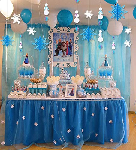 Christmas Decorations Clearance 3D Hanging Snowflake Decorations Winter Wonderland Garland Home Holiday Decor Frozen Birthday Party Supplies Kit (Blue And White) #TOP2