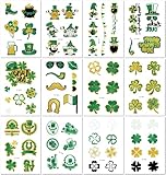 12 Feuilles Tatouages Temporaires Trèfle À Quatre Feuilles Pour La Saint Patrick Tatouages Temporaires Pailletés Pour Les Fêtes Irlandaises Résistants À L'Eau