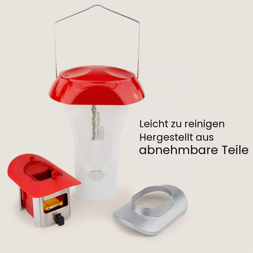 Rattensicherer Geflügel-Futterspender mit Schädlingsabwehr - Geflügel-Futterspender sicher vor Ratten und Großvögeln - Wetterfest - 4 l / 3,6 kg - Brandneu