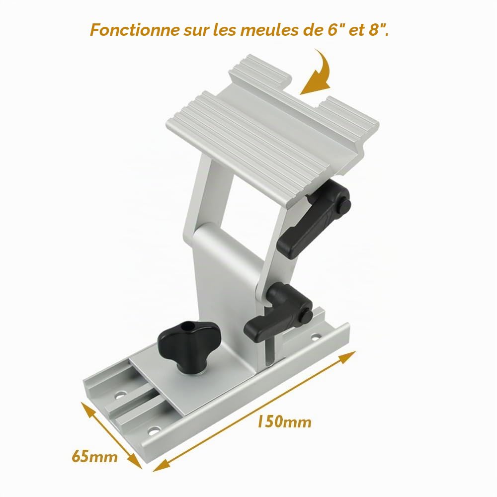 O'skool Gabarit d'affûtage réglable en hauteur pour meuleuses d'établi de 6 pouces ou 8 pouces, Fabriqué à Taïwan