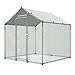 VEVOR Metal Chicken Coop, 6.56x6.56x6.56ft Large Walk-in Chicken Runs with Cover, Spire Roof Hen House Enclosure with Security Lock, Outdoor Duck Rabbit Cage Poultry Pen for Backyard, Farm, Yard