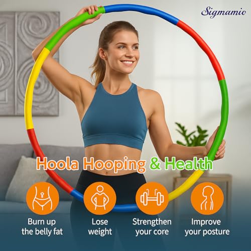 Image of SIGNAMIO Collapsible Hula Hoop for Weight Loss and Fitness - Inter-Lockable Pieces, Exercise Ring for Kids and Adults, Unisex Hula Hoop for Women and Men, Perfect for Gymnastics and Fun - Multicolor