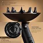Curlsmith - Defrizzion Travel Hair Dryer with Large Diffuser, for Curly Hair, Reduce Frizz, 3 Speeds, 3 Heat Settings, Infared, Ceramic Heat for Fast Drying - Image 3