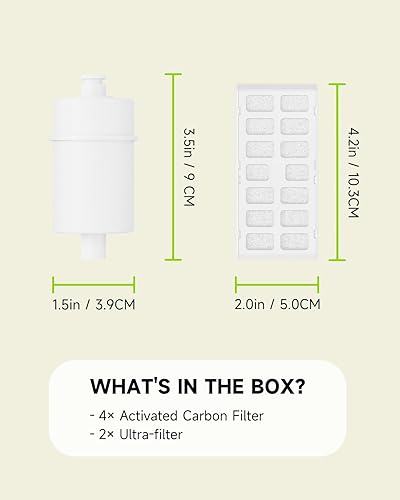 Miniatura 7 de APETDOLA - Filtro de fuente de agua para gatos, paquete de 2 filtros ultra que alcanzan el grado de consumo humano con 4 filtros de carbón activado