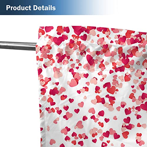 Yilinata Red Hearts Window Curtains For Mother's Day Heart Curtain For Valentine's Day Living Room Bedroom Nursery Toddler Home Rod Pocket Drapes Decor Durable Fabric 82 In X 84 In #TOP4