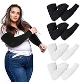 Neer 4 Pairs Plus Size Arm Sleeve Cooling Sun Protection Cover up Oversized Compression Sleeve Compression(Black, White)