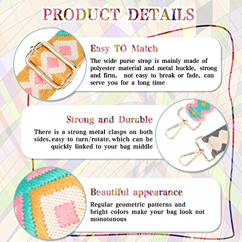 BBTO 3 Pcs Purse Straps for Handbags Replacement Wide Shoulder Adjustable Strap for Crossbody Bag Canvas Bag Women(Rhombus)3